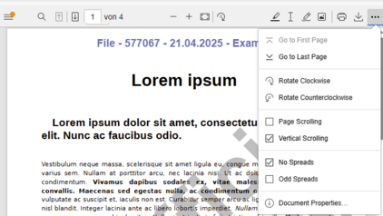 Screensot Nubexx UI5 PDF Viewer mit allen Bedienelementen